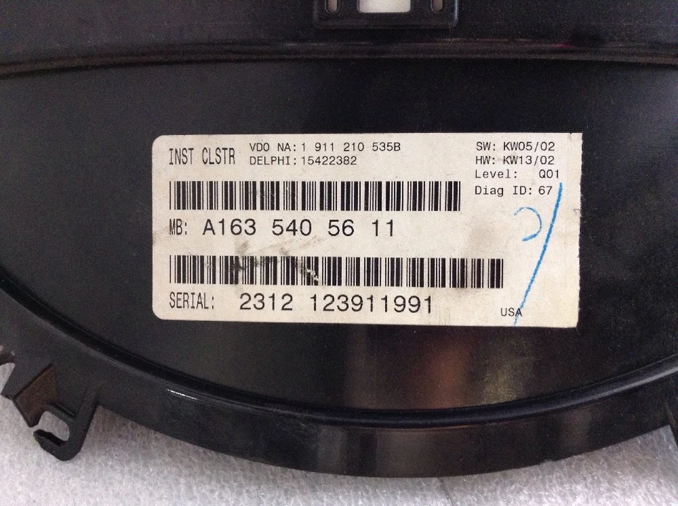 Mercedes Benz ML320 ML350 2003 velocímetro cuadro odómetro instrumento 241 k 114 Foto 2 de 3