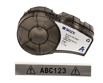 M21-500-595-GY Brady schwarz auf grau 6,4 m x 12,70 mm Innen Außen Vinyl Etikett