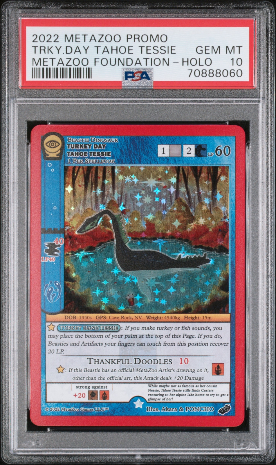 2022 METAZOO PROMO METAZOO FOUNDATION TURKEY DAY TAHOE TESSIE-HOLO PSA 10