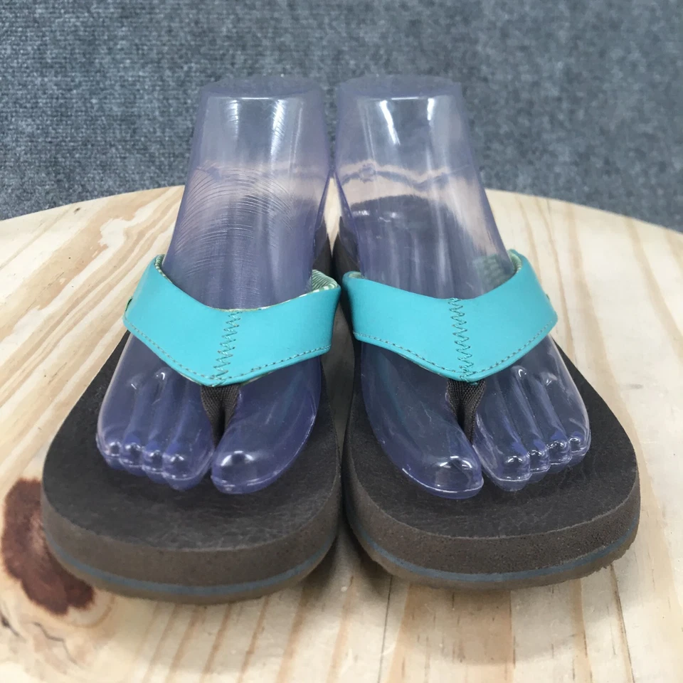 Sandalias Sanuk para mujer 9 estera de yoga chanclas puntera azul sin cordones planas SWS2908 Foto 4 de 4