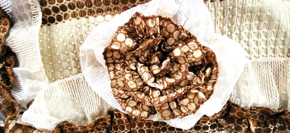 ITALIAN FABRIC SET OF 2 HANDMADE BEIGE/BROWN Bohemian Pillow Cover SIZE 19x16" - Image 4 of 4