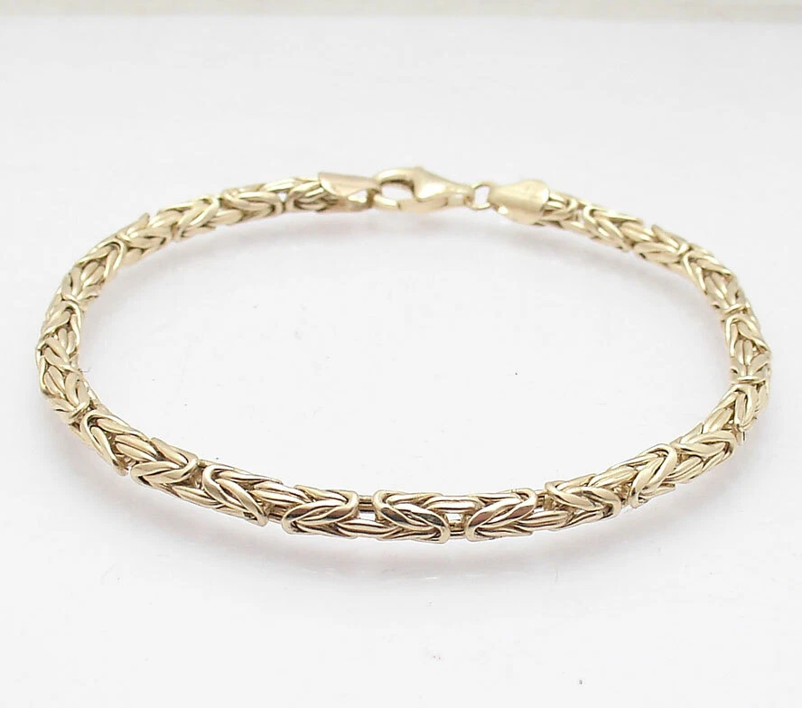 Shiny Round Byzantine Bracelet with Lobster Clasp Lock Real 14K Yellow Gold QVC - Image 2 of 4