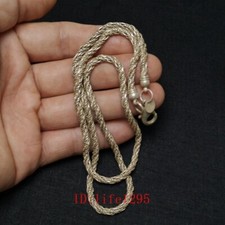 L 23 Inch Old Chinese Tibet Silver Handmade Necklace Bracelet Gift Collection