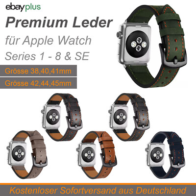 Premium Leder Armband Lederarmband für Apple Watch 1 - 5 6 7 8 SE & iWatch Ultra