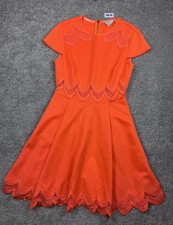 Ted Baker Orange Lace Detail Fit and Flare Dress