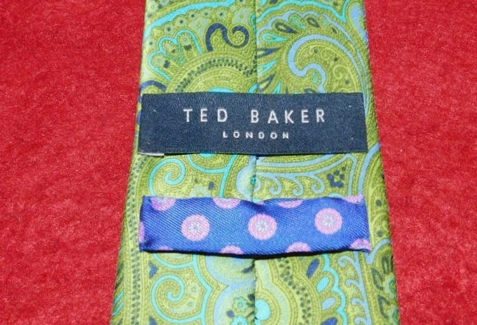 TED BAKER FEITO NOS EUA GRAVATA VERDE/AZUL-PETRÓLEO/CINZA FLORAL/PAISLEY - GRAVATAS DE DESIGNER. - Imagem 3 de 3