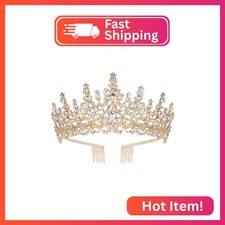 CURASA Gold Tiara and Crowns for Women Crystal Queen Crown, Wedding Tiaras for B