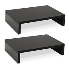 Wood Monitor Stand Riser-2 Pack, 2 Tier Adjustable Monitor Stand 2 Packs Black