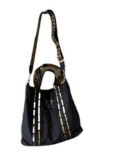 VERSACE Parfums Shoulder Bag Tote Crossbody Black Gold
