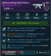 Borderlands 4 OP⭐ BOORY SMG⭐CORROSIVE⭐ TORGUE IMPACT ⭐EXTRA BARREL⭐JAKOBS