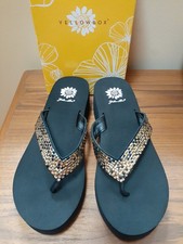 Yellow Box MADA SZ 10 Jazel Flip Flops Thong Sandals Comfort Matallic Multi NEW