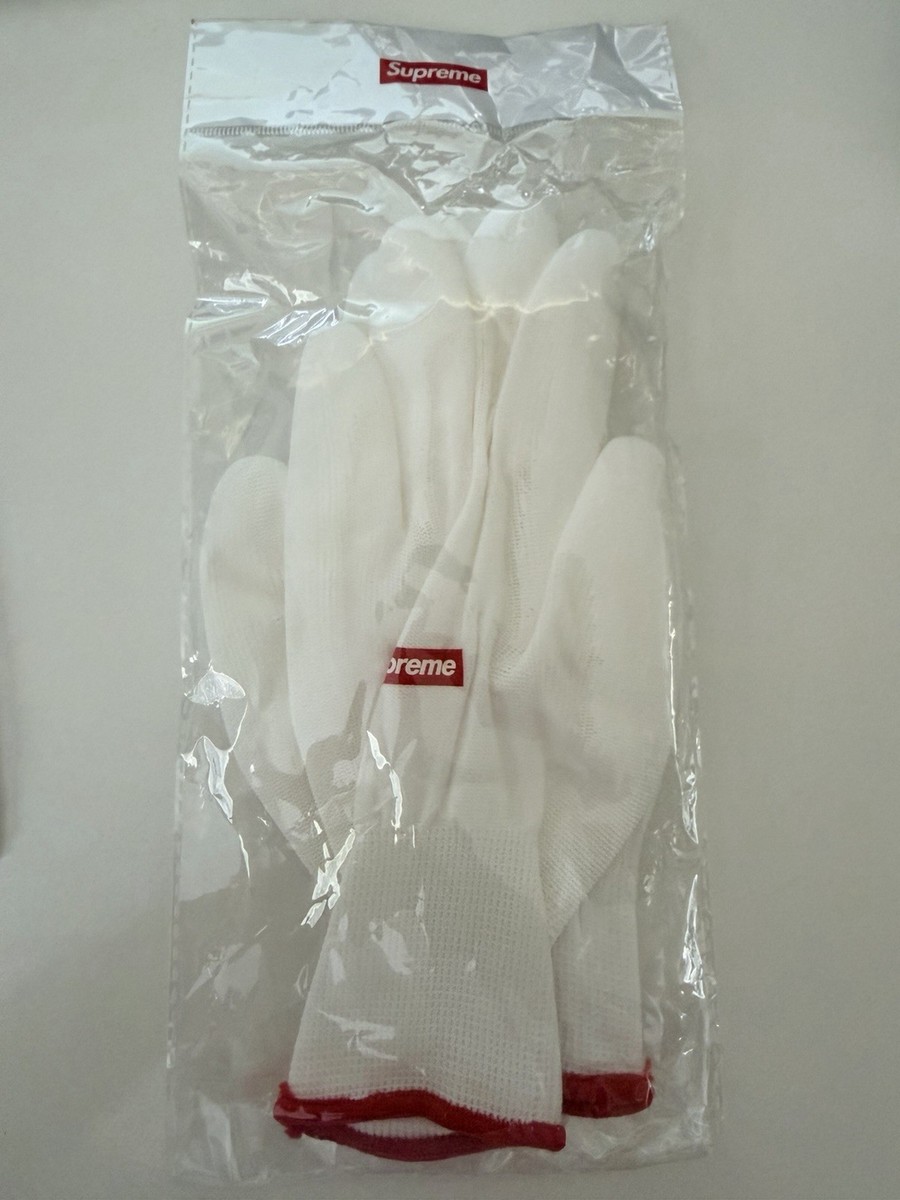 Supreme Rubberized Gloves White Red Box Logo Work One Size FW20