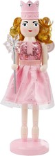 Joliyoou Christmas Nutcracker Figures, 12 Inch Wooden Pink Fairy Queen