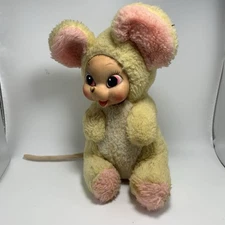 Vintage Rushton Rubber Face Mouse Plush - Wind Up Music Working - Rare - W/ Vid