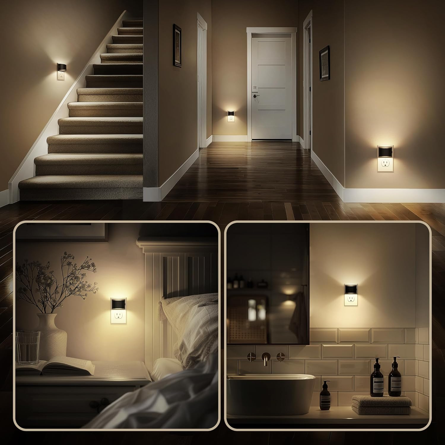LED Night Light[2 Pack], Night Lights Plug into Wall, 3 Level Brightness Adjusta