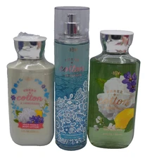 Bath & Body Works SHEER COTTON LEMONADE BODY MIST SHOWER GEL LOTION (3 PACK SET)