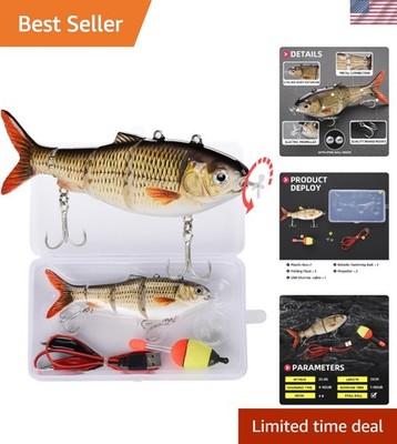 5.12'' Robotic Swimming Fishing Lure - USB Rechargeable with LED & Float Included