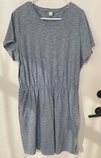 Old Navy Dress Plus Size 2X Waist Defined Slub Knit Striped Blue White Essential