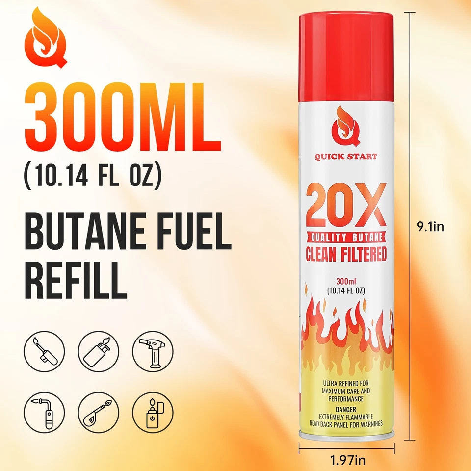 Butano 20X / 10.14 fl oz recarga combustible gas para encendedores / antorcha / lote de 2 o 12 Foto 2 de 4