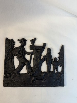 Vtg German Plaque Metal Relief Cast Iron  Hiking Days  großmehring 1977 Germany