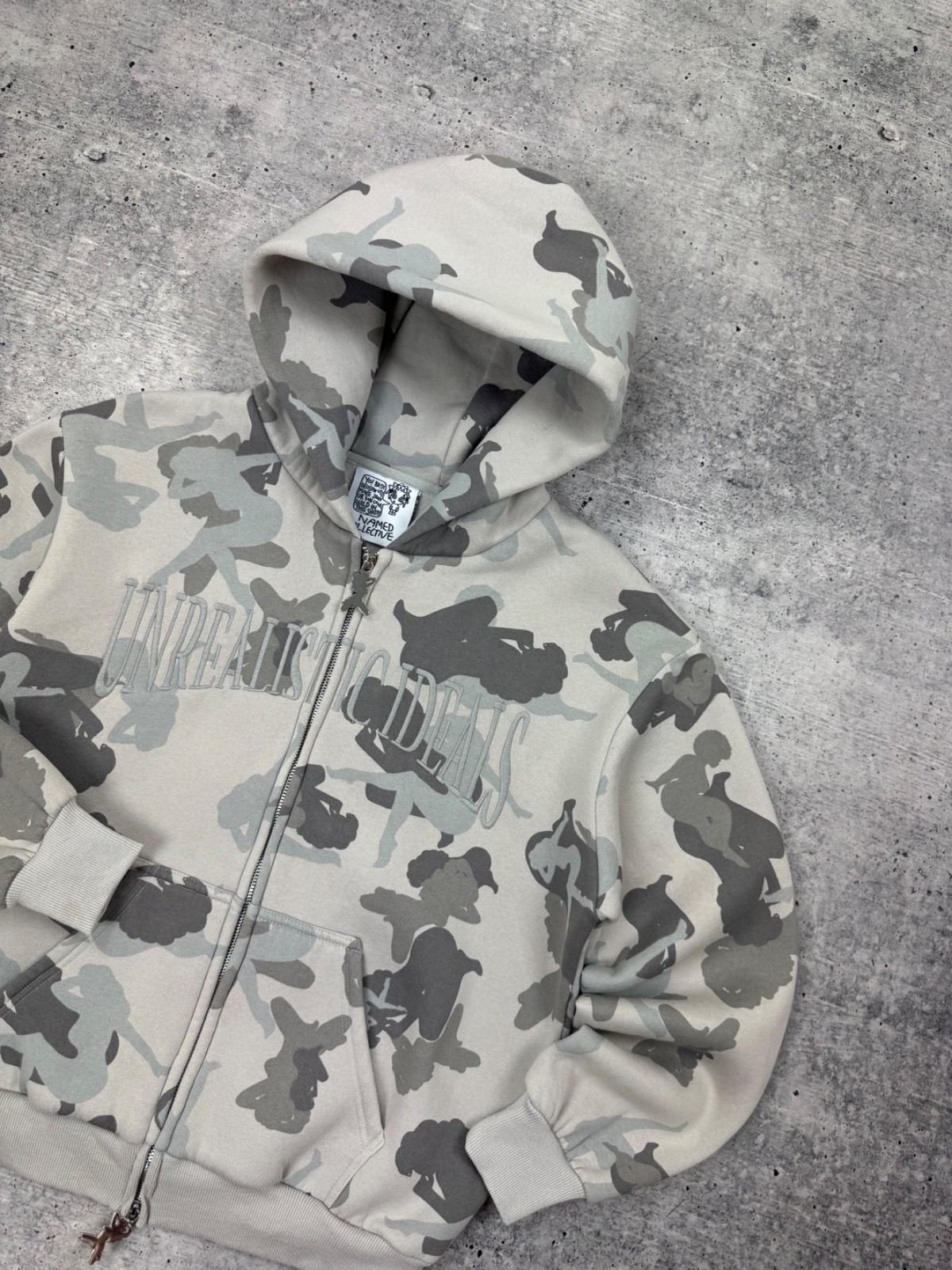 Named Collective Unrealistic Ideals Camo Girls Grey Zip Up Hoodie Zipper XS-S image 5