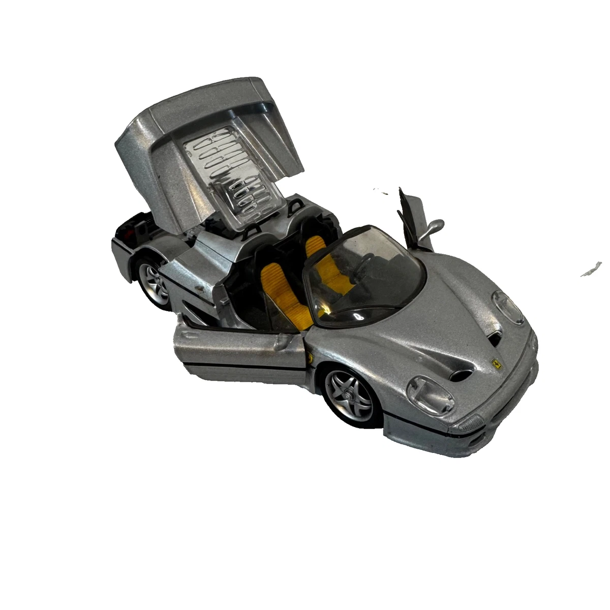 Maisto Ferrari F50 1/18 Silver Diecast Model Car Loose Yellow Seats