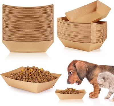50 Pcs Disposable Pet Bowls Dog Feeding Bowls, 16 oz Cat Puppy Paper Serving ...