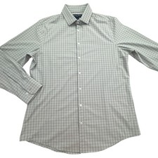 Mizzen Main Dress Shirt Mens Large Trim Fit Gray Leeward Performance Stretch