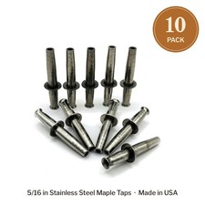 10 Stainless Steel Maple Taps | 5/16" Maple Tree Spouts | Made in USA | Reusable