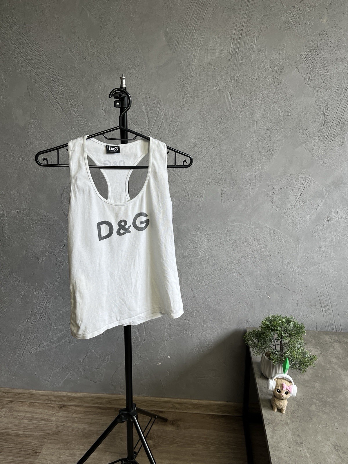 Vintage D&G Dolce Gabbana Y2K Women's Racerback Tank Top Big Logo White Size S