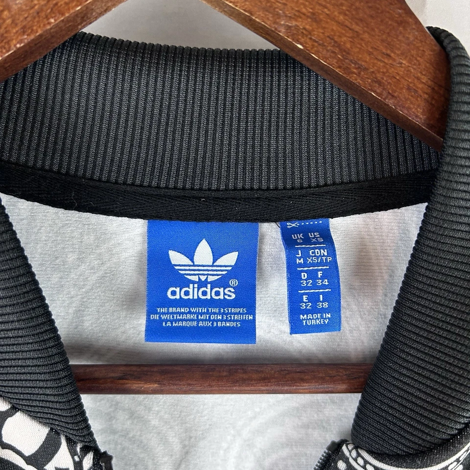 Adidas Originals Paisley Full Zip Track Jacket Black White Women’s Sz XS Trefoil - Image 4 of 4