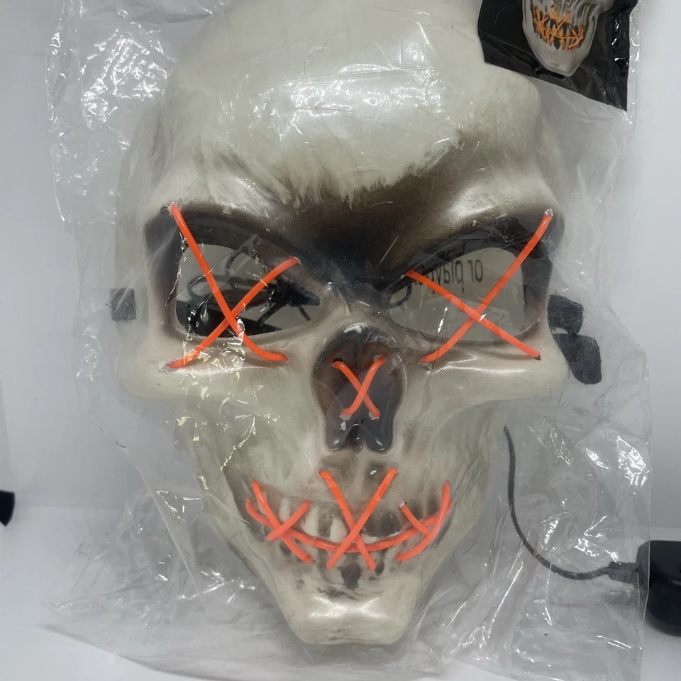 Light Up Skull LED Mask Wire Light Up Face mask  Halloween Costume Mask Cosplay - Image 2 of 4
