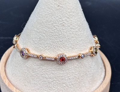 18 Kt Rotgold gefüllt mehrfarbig Edelstein Stil Armband mit Verlängerung