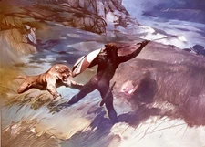 FRAZETTA LIONESS, MASAI WARRIOR O.O.A.K. 16x24" PHOTO PRINT, VINTAGE NEW, MINT