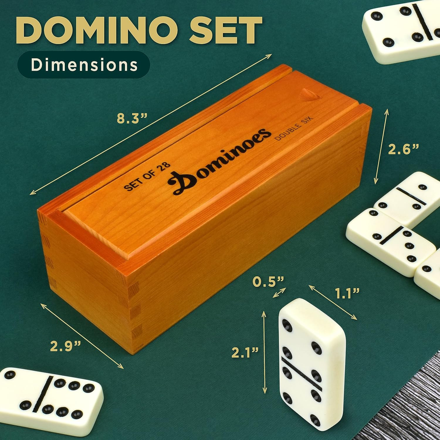 Jumbo Dominoes Set for Adults and Kids – Domino Set for Classic Board Games – Ju