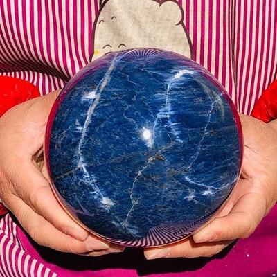 5.12LB Natural Beautiful Blue Striped Ball Quartz Crystal Sphere Healing 3477