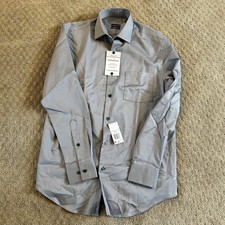 NWT Mens Van Heusen Air 14.5 Dress Shirt Regular Fit Stretch 35/37 Gray Steel