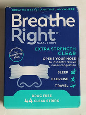 Breathe Right Extra Strength Drug-Free Clear Nasal Strips 44 Strips EXP 07/2030