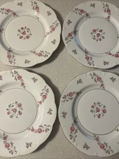 Set Of 4 Theodore Haviland NY Delaware Dinner Plates 10 1/4” Pink Roses USA