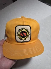 🔥 Vintage SUNFLOWER seed Agricultural Snapback Hat ~ K-Brand