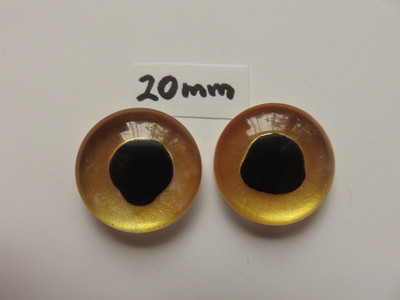 Fischaugen, Glas, helles Gold, unregelmäßige Pupille ca. 20mm