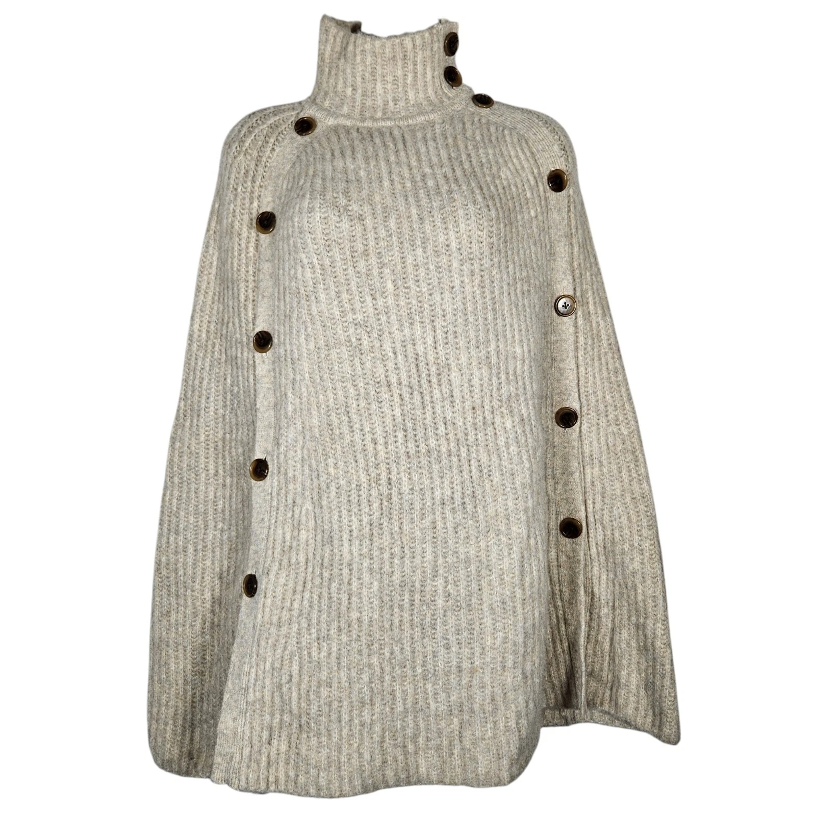 NWT J. Crew Convertible Sweater Cape XXS/XS Wool Blend Beige Poncho Cozy Preppy