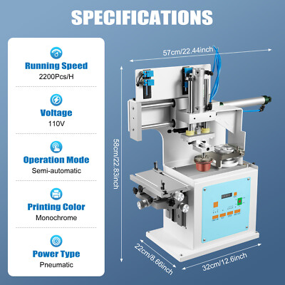 Pneumatic Pad Printing Machine Sealed Ink Press Printer Cups Stamping Embossing