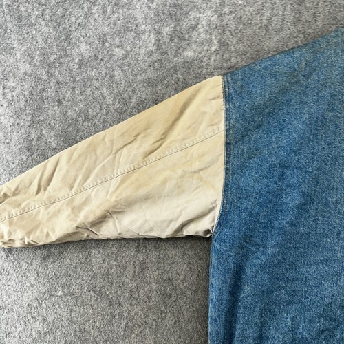 Basic Editions Jacket Mens M Blue Light Wash Denim Quilt Lined Varsity Coat - Picture 17 of 21