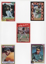 Rickey Henderson Baseball Cards - 5 card lot - Athletics 1990 1991 1994 2024