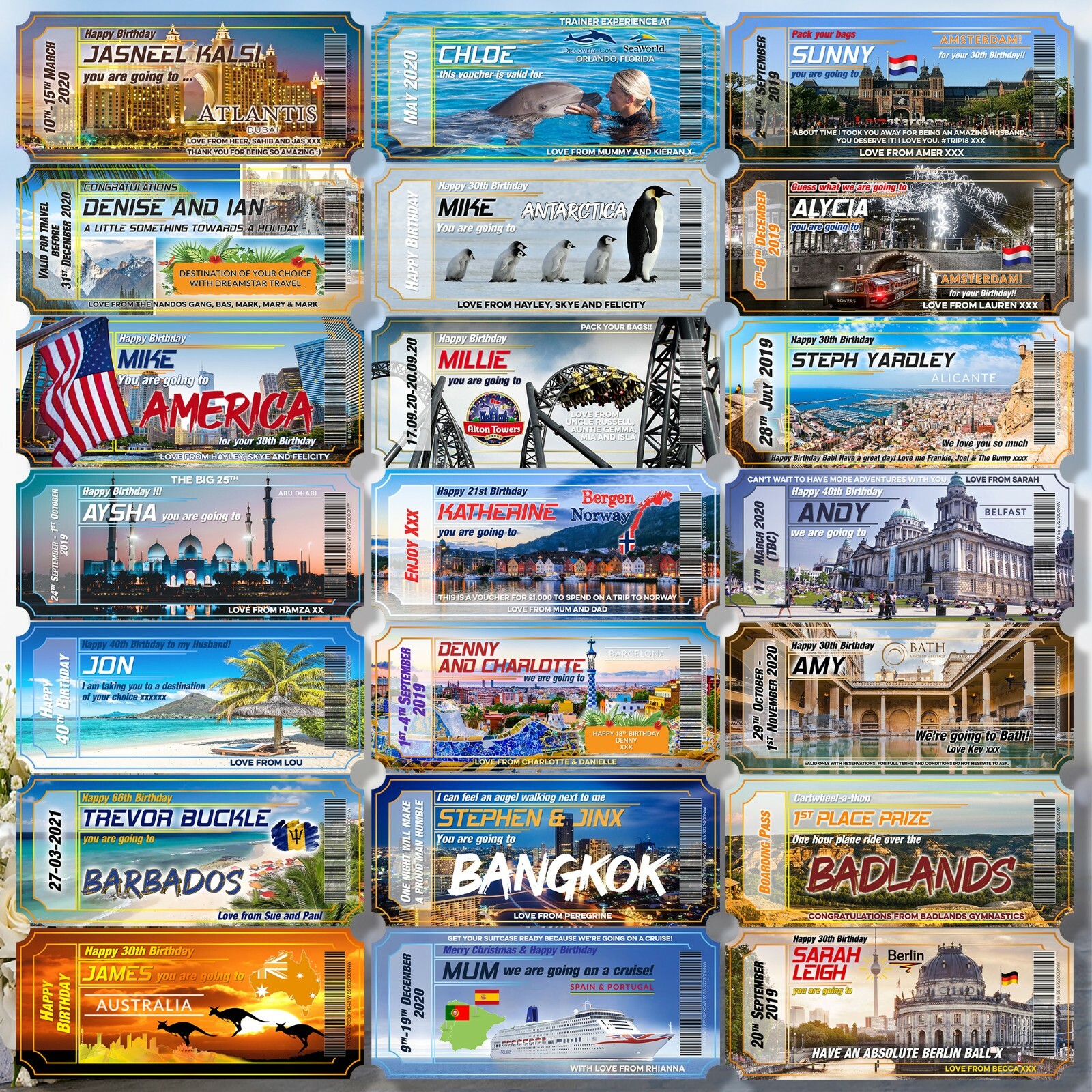 Flight Birthday Trip Boarding Pass Ticket Orlando Surprise Reveal Gift Florida