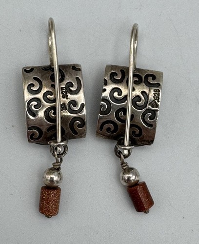 Pendientes colgantes vintage de plata de ley Silpada grabados en remolino de arenisca .925 - Imagen 3 de 3