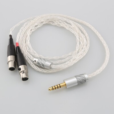 Pure Silver 8Core XLR Headphone Earphone Cable For Audeze LCD-3 LCD-2 LCD-X
