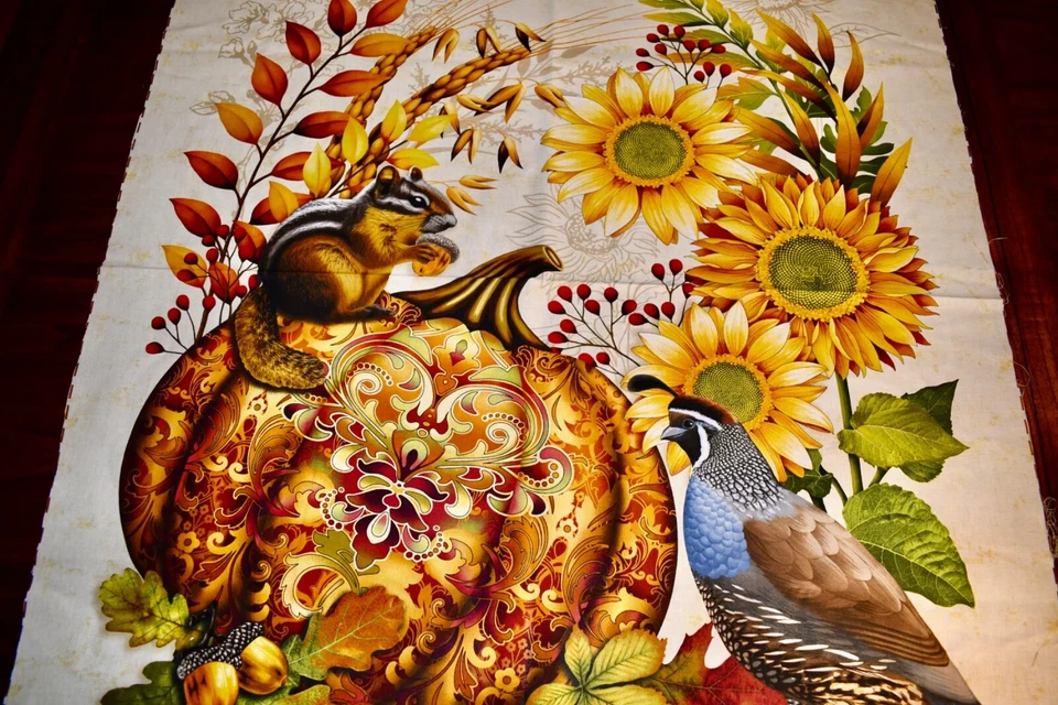 Panel de calabaza - Panel de tela de algodón Autumn Fields 36 pulgadas X 45 pulgadas  Foto 2 de 4