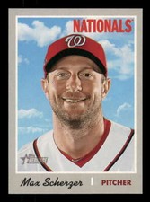 2019 Topps Heritage Team Name Color Swap Variation 454 Max Scherzer Nationals SP